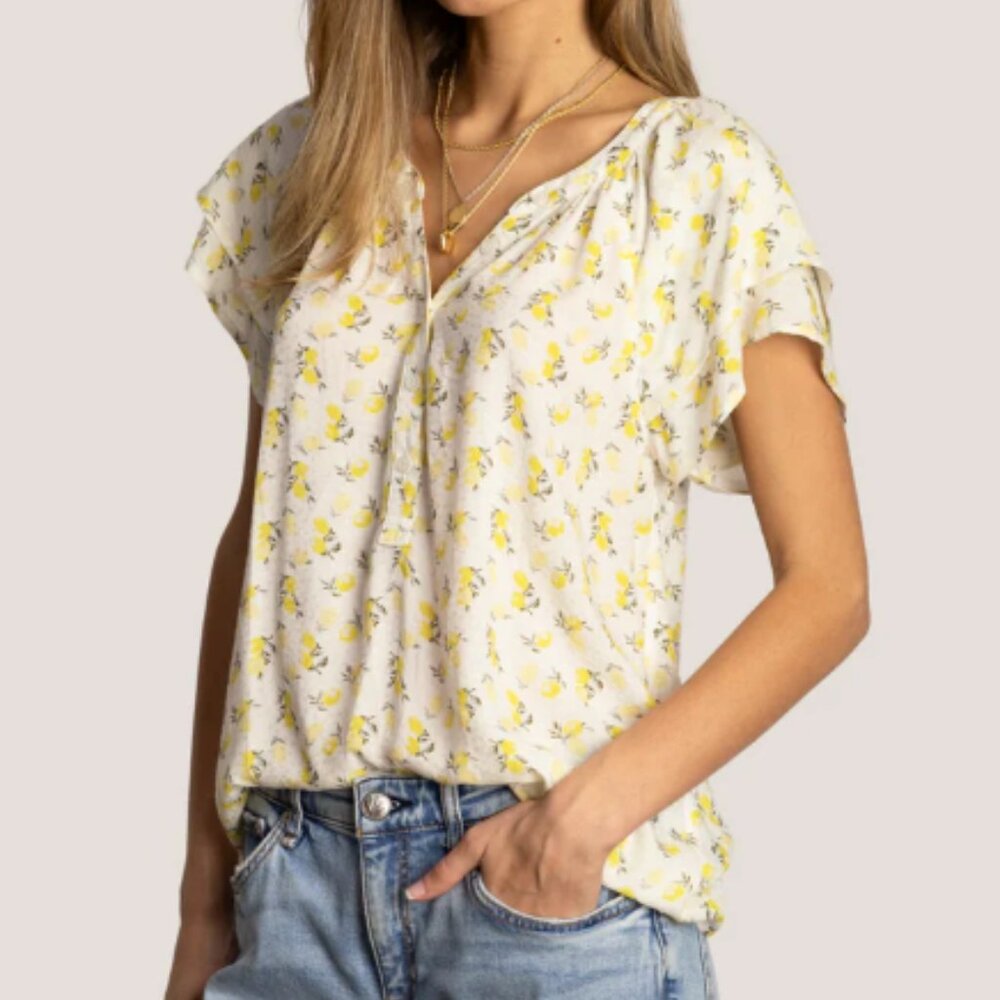 Dylan Charlie Lemons Ruffle Top